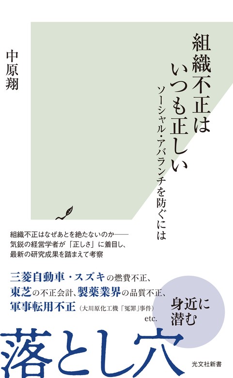 組織不正はいつも正しい～ソーシャル・アバランチを防ぐには～（光文社新書） - 新書│電子書籍無料試し読み・まとめ買いならBOOK☆WALKER