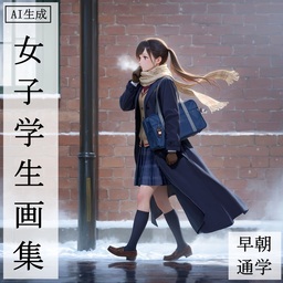 AI生成 女子学生画集　-早朝通学-